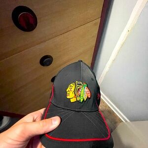Black fitted Chicago Blackhawks hat